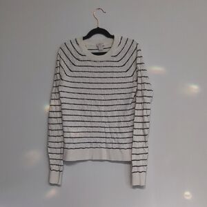 J Crew 100% Cotton XXS Striped Breton Sweater Blue And White with Waffle Texture